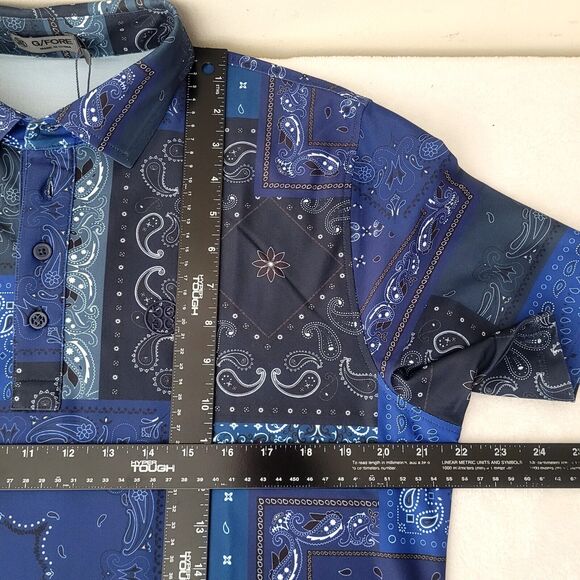 G/FORE Blue Polo Shirt with Geometric Patterns - Picture 10 of 11